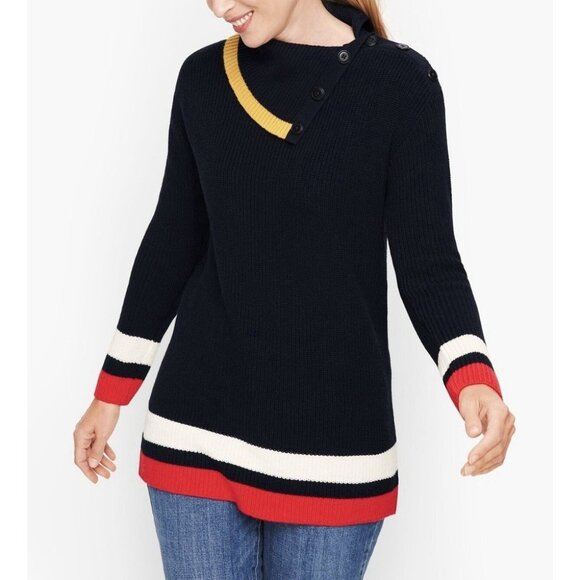 Talbots Sweaters - Talbots Knit Sweater Women’s Size L Petite Blue Cotton Blend Casual Coastal